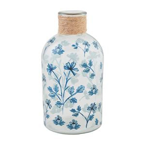 Glass Blue Floral Vase