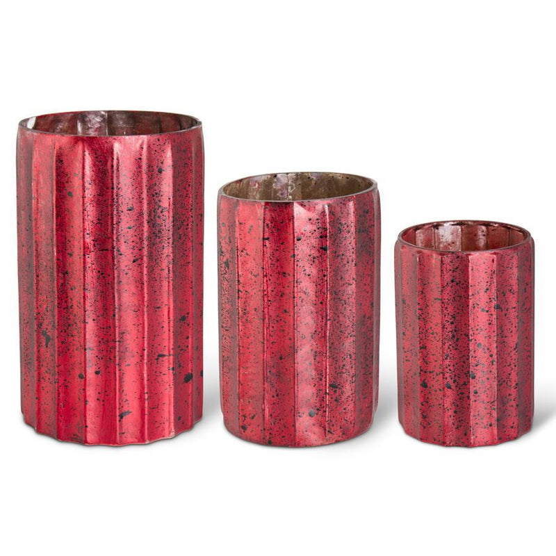 Matte Red Mercury Glass Containers, 3 styles