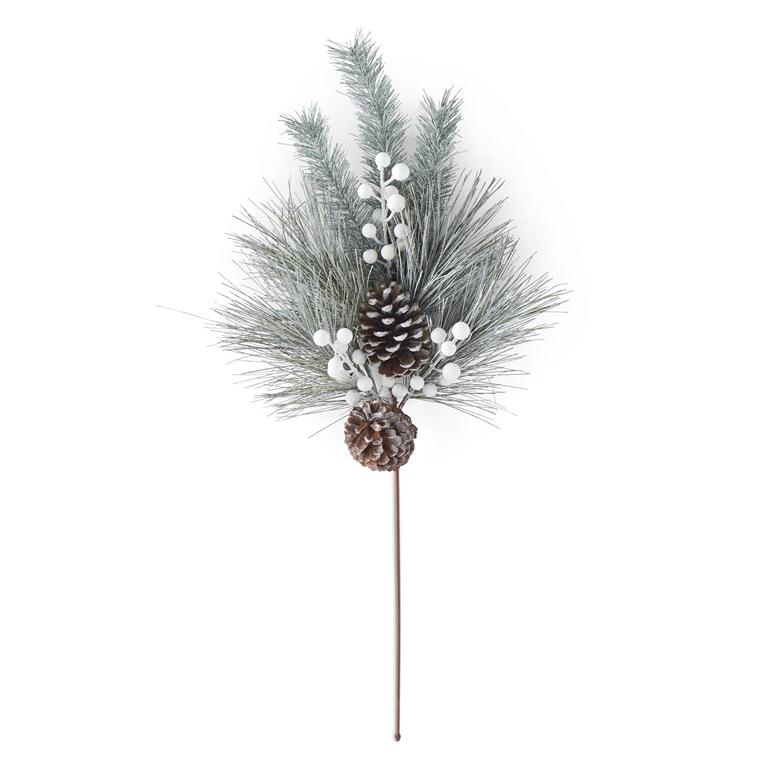 Frosted Long Needle Pine Branch w/Large Pinecones