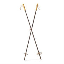 Brown &amp; Natural Wood Pair of Ski Poles - Decorative