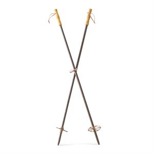 Brown &amp; Natural Wood Pair of Ski Poles - Decorative