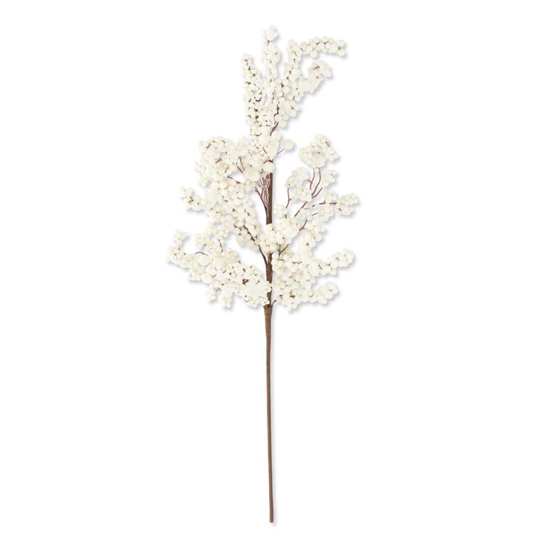 Glittered White Berry Cluster Stem