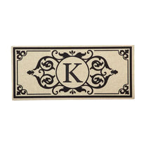 Cambridge Monogram Burlap Sassafras Switch Mat, Letters A-Z, 22" X 10"