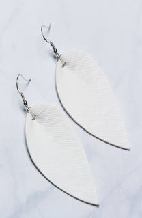 Joanna Drop Leaf Faux Vegan Leather Dangle Earrings