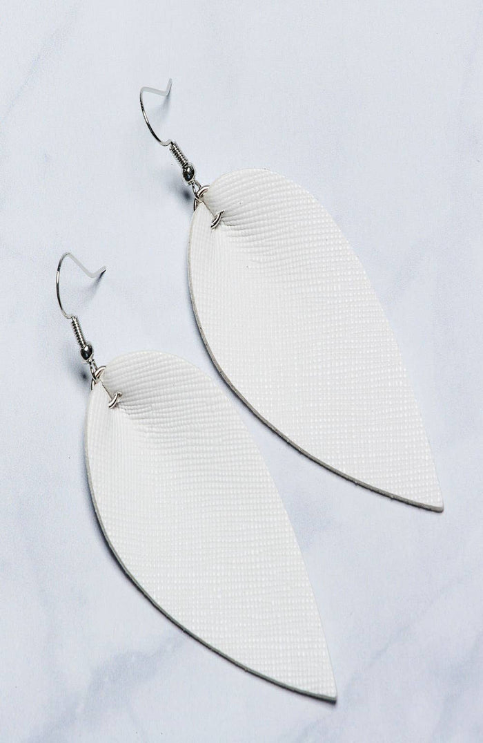 Joanna Drop Leaf Faux Vegan Leather Dangle Earrings