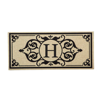 Cambridge Monogram Burlap Sassafras Switch Mat, Letters A-Z, 22" X 10"