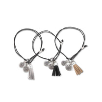 Adjustable Silver &amp; Black Stretch GRATEFUL Bracelet