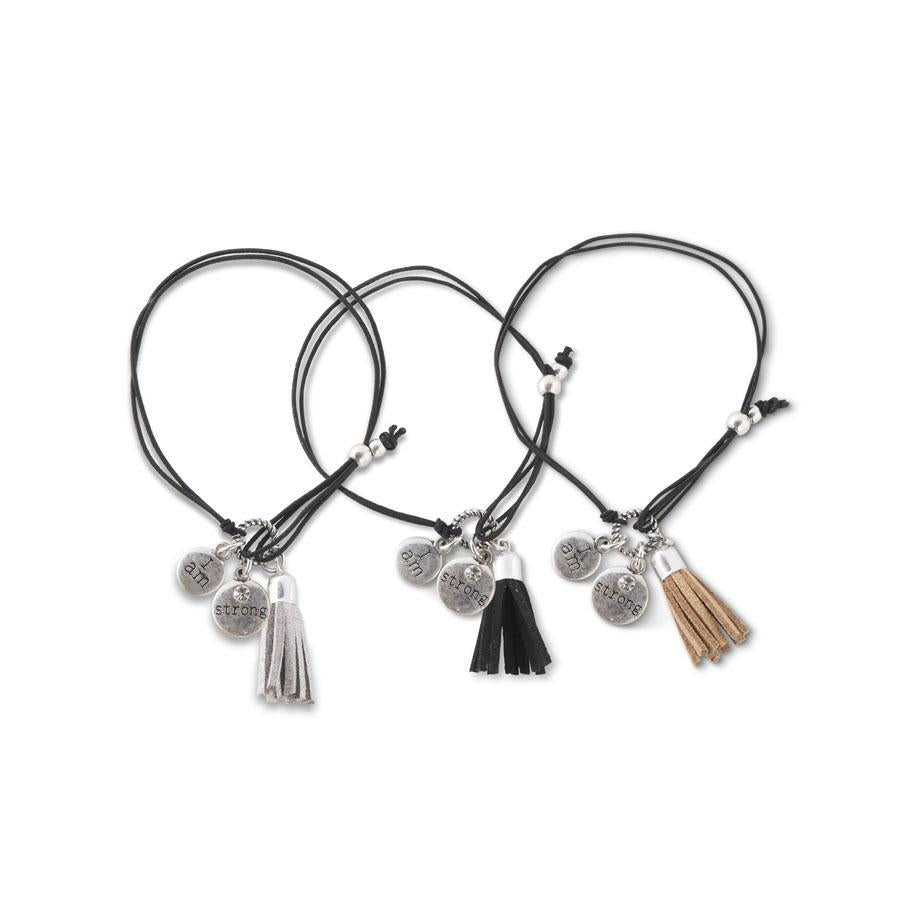 Adjustable Silver &amp; Black Stretch STRONG Bracelet