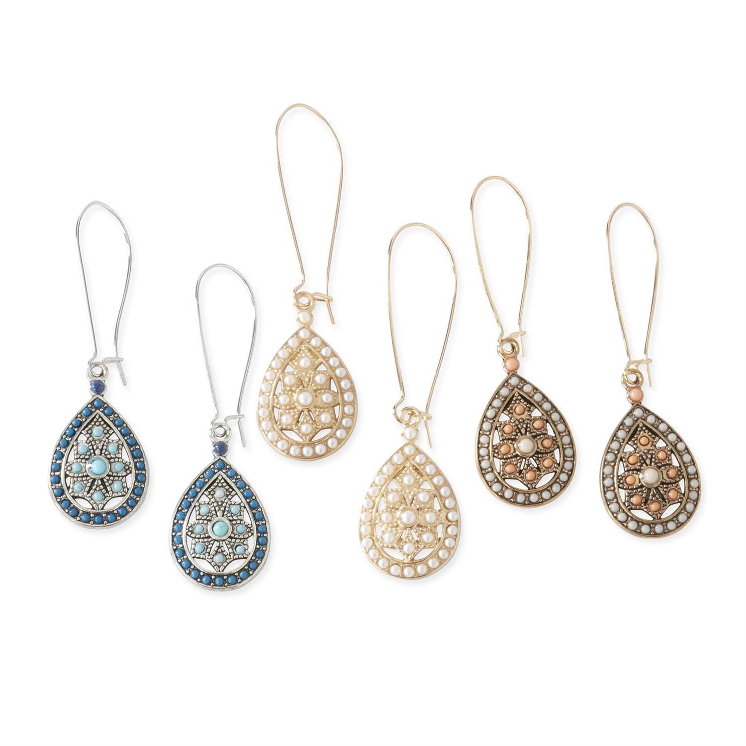 Small Bead &amp; Enamel Earrings
