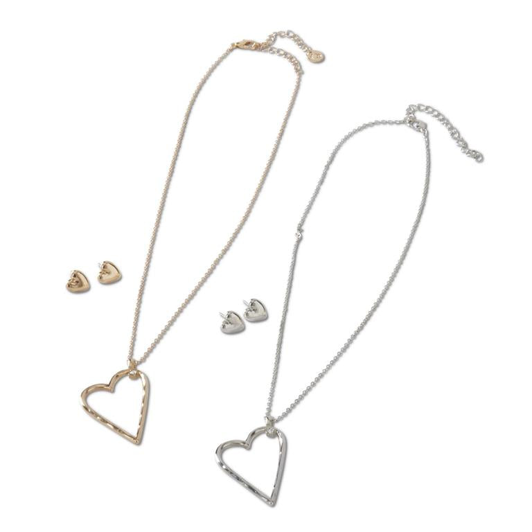 Ope Heart Necklace & Earring Set