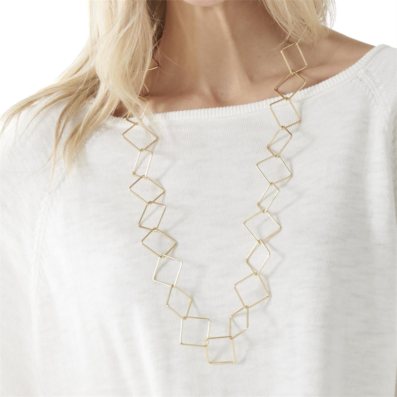 Open Square Link Chain Necklace
