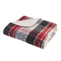 Plaid Faux Mohair Sherpa Throw