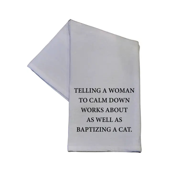 Baptizing A Cat - Tea Towel