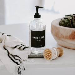 16oz Clear Glass Hand Soap Dispenser - Black Label