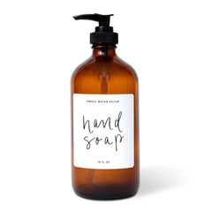 16oz Amber Glass Hand Soap Dispenser - White Label