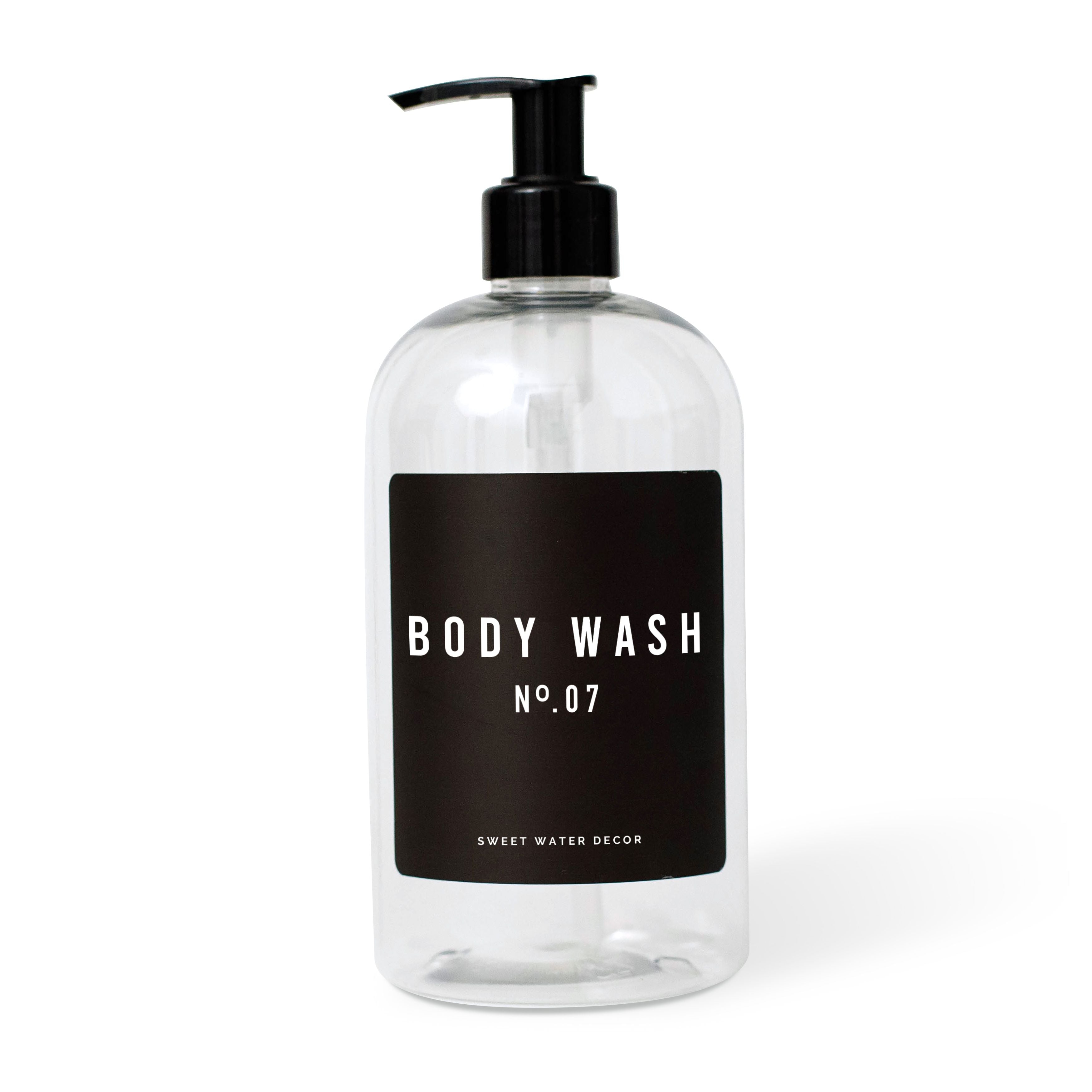16oz Clear Plastic Body Wash Dispenser - Black Label