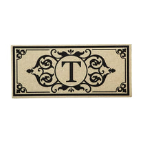 Cambridge Monogram Burlap Sassafras Switch Mat, Letters A-Z, 22" X 10"