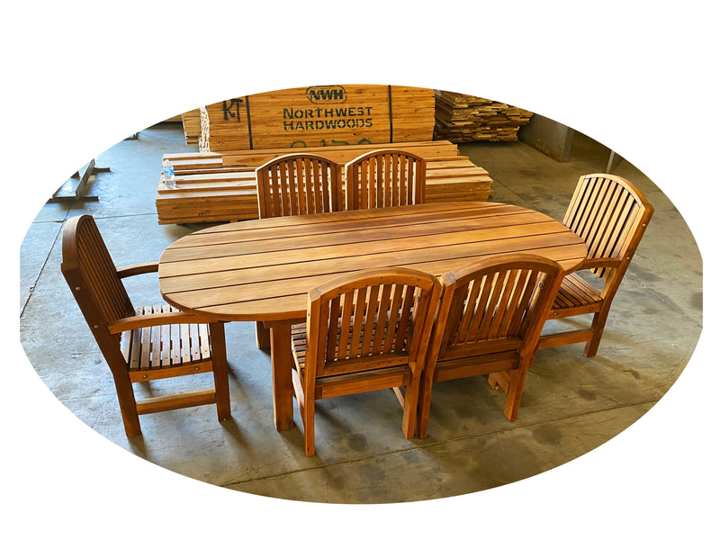Farmhouse Oval Redwood Dining Table