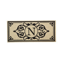 Cambridge Monogram Burlap Sassafras Switch Mat, Letters A-Z, 22" X 10"