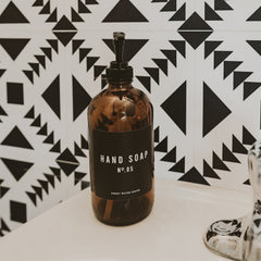 16oz Amber Glass Hand Soap Dispenser - Black Label