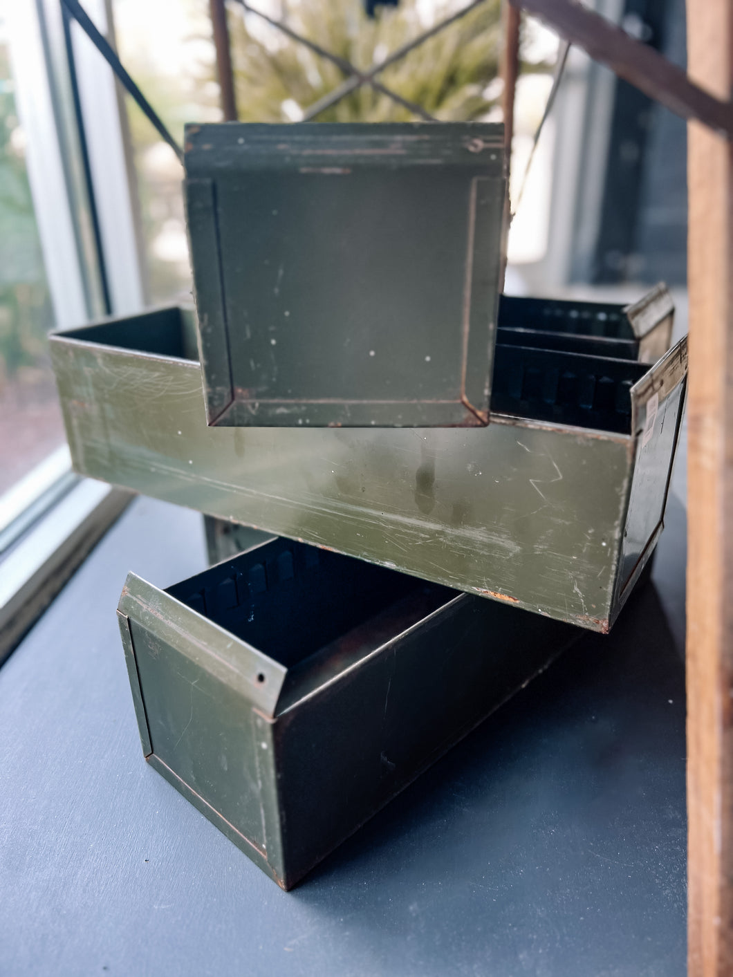 Vintage Metal Card Drawers