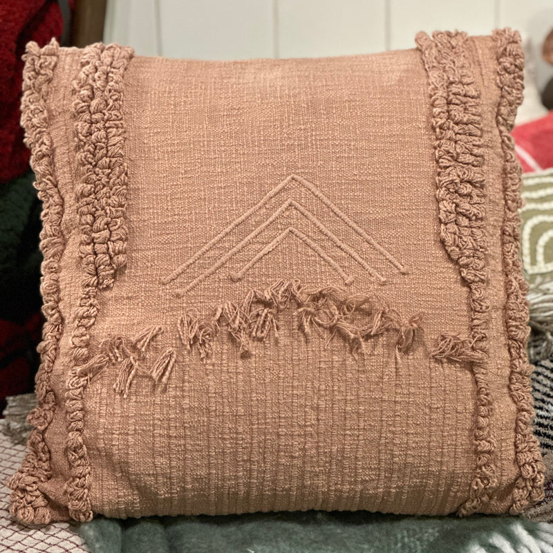 Dusty Rose Pillow w/ Fringe