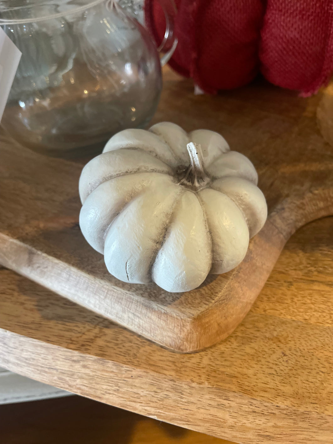 Whitewashed Resin Pumpkin