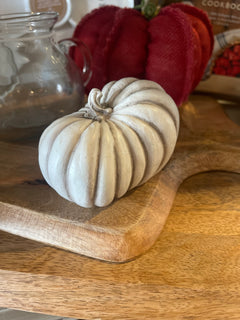 Whitewashed Resin Pumpkin