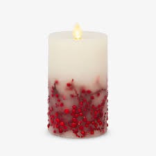 White Berry Luminara LED Flickering Pillar Candles