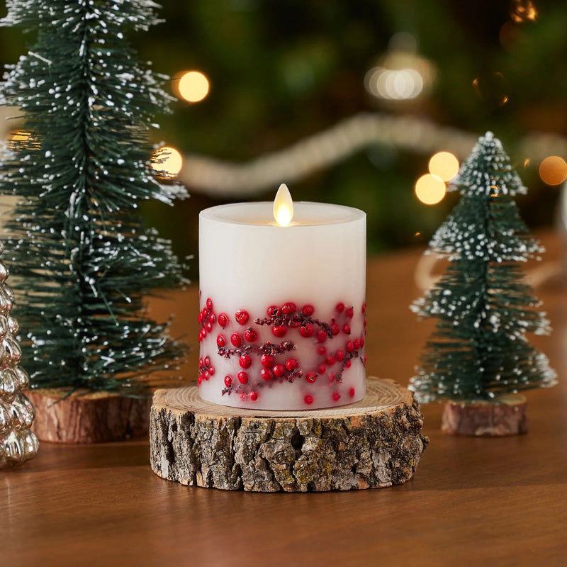 White Berry Luminara LED Flickering Pillar Candles
