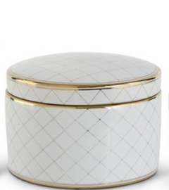 White & Gold Round Ceramic Lidded Containers