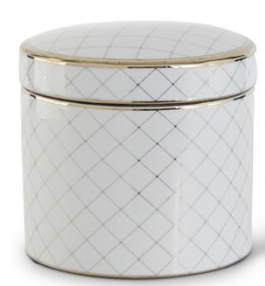White &amp; Gold Round Ceramic Lidded Containers