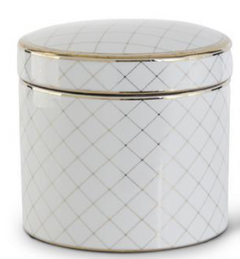 White & Gold Round Ceramic Lidded Containers