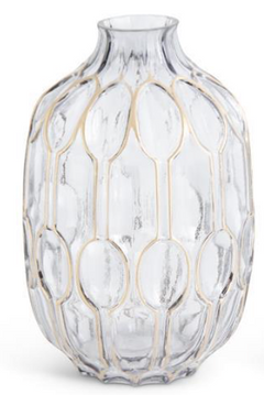 Smoked Glass Gold Oval Embossed Vases