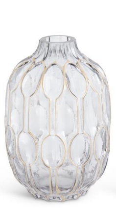 Smoked Glass Gold Oval Embossed Vases