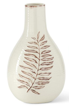 Cream & Brown Fern Leaf Speckled Ceramic Vases