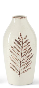 Cream & Brown Fern Leaf Speckled Ceramic Vases