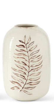 Cream & Brown Fern Leaf Speckled Ceramic Vases