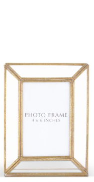 Clear Glass Panes & Gold Metal Photo Frames