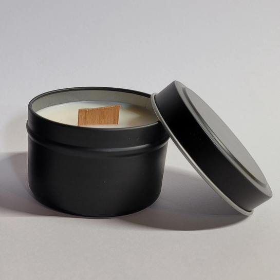 Black Raspberry Vanilla - Wood Wick, OTM Black Tin Candle