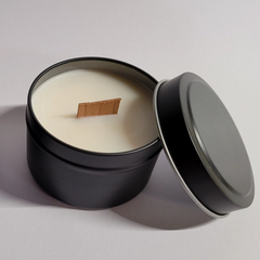 Knock on Wood - Wood Wick, OTM Black Tin Candle