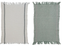 Cotton Waffle Weave Tea Towels w/ Fringe, 2 Colors