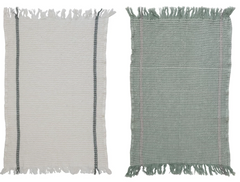 Cotton Waffle Weave Tea Towels w/ Fringe, 2 Colors