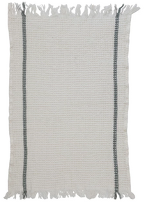Cotton Waffle Weave Tea Towels w/ Fringe, 2 Colors