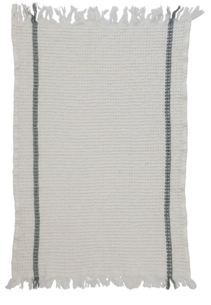 Cotton Waffle Weave Tea Towels w/ Fringe, 2 Colors