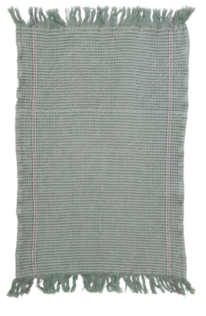 Cotton Waffle Weave Tea Towels w/ Fringe, 2 Colors
