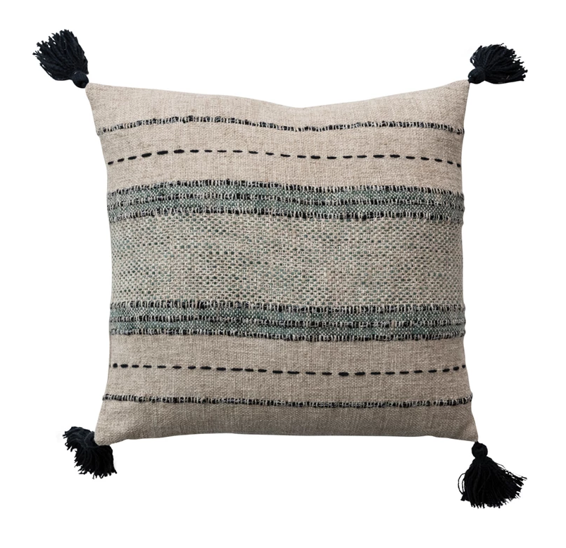 18" Square Cotton &amp; Linen Blend Pillow