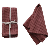 18" Square Woven Linen &amp; Cotton Waffle Napkins, Set of 4