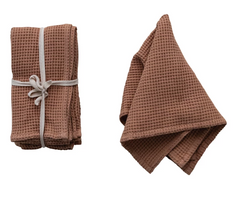 18" Square Woven Linen & Cotton Waffle Napkins, Set of 4