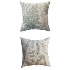 20" Square Cotton & Linen Printed Pillow, 2 Styles